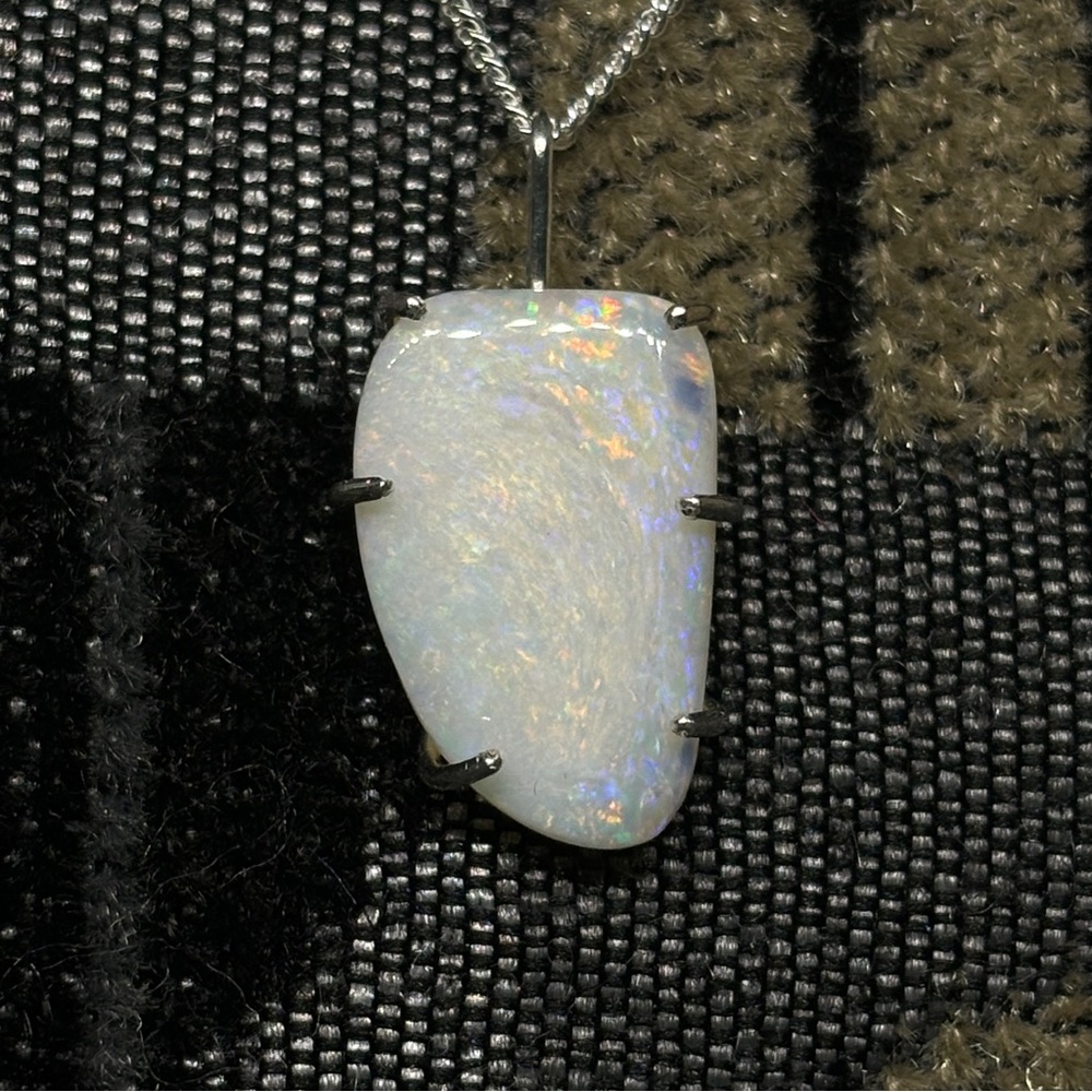 Freeform Lambina Hypno Painted Swirl Opal Stone Necklace